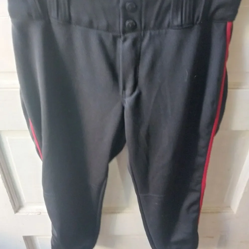 Black Women's Baseball Pants with Red Stripe